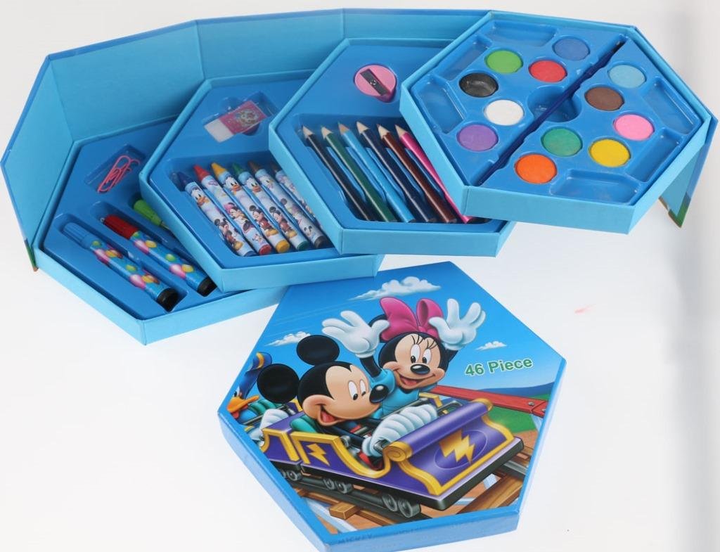 46 Pcs Painting colour kit for kids, fun Disney/Cartoon character art set(random color)