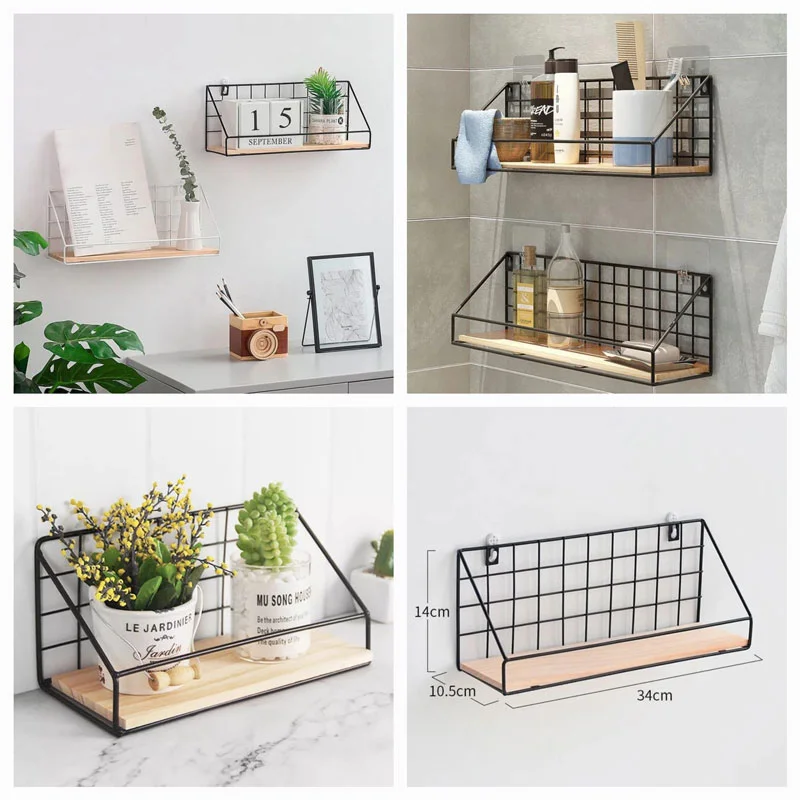 LARGE SIZE WALL MOUNTED METAL AND WOOD BASE RACK