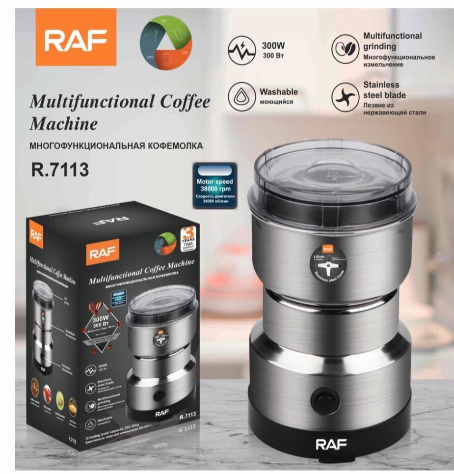 MULTI PURPOSE ELECTRIC COFFEE GRINDER AUTOMATIC COFFEE SPICE BEAN GRINDER STAINLESS STEEL RAF -
