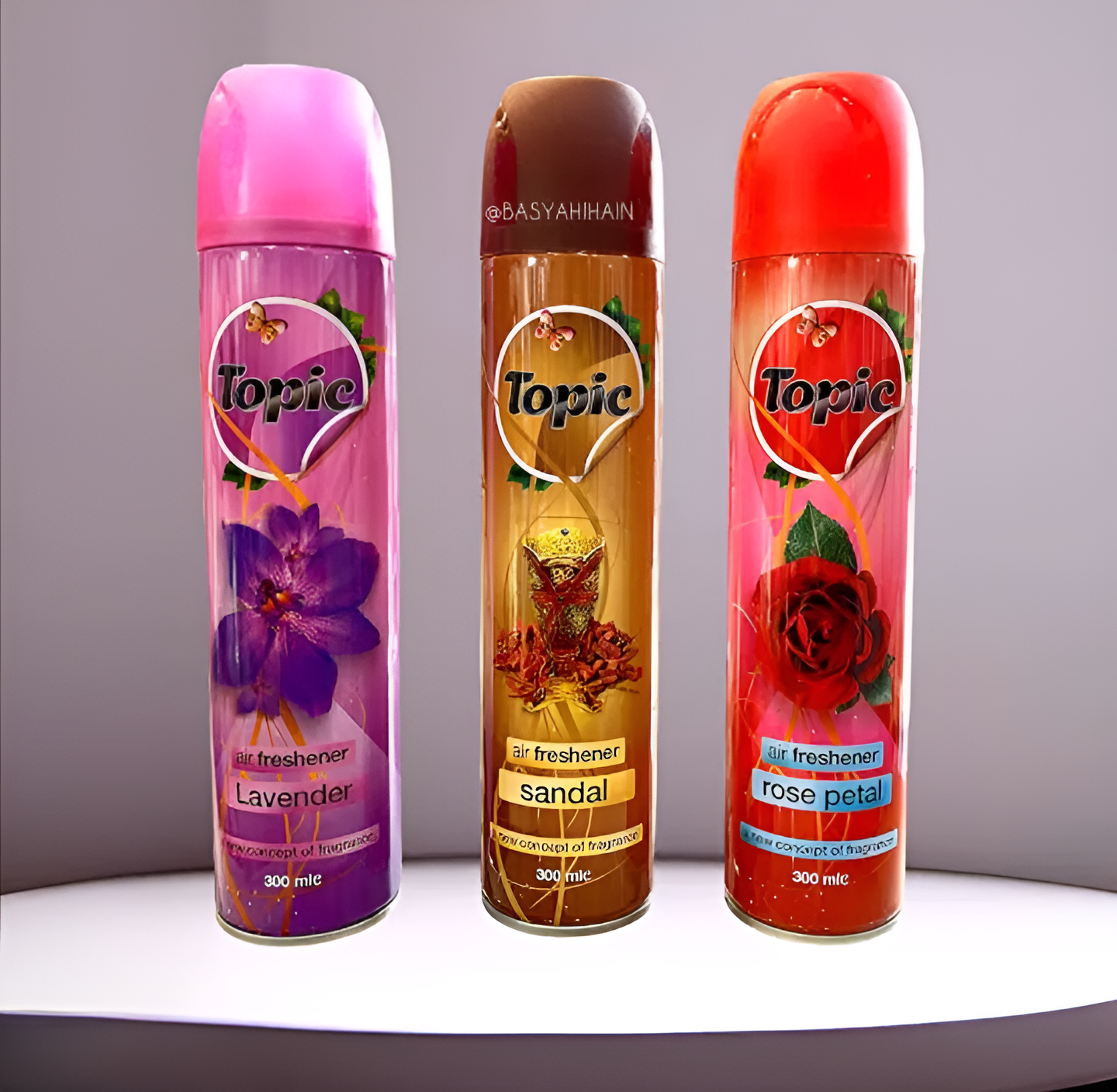 Pack of 3 - Topic Air freshener  Long lasting fragrance Room Spray - 300ml (Random Spray)