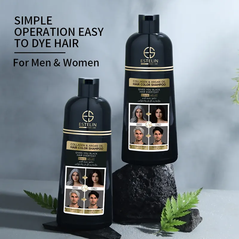 ESTELIN Collagen & argan oil hair color shampoo Natural black - 400ml