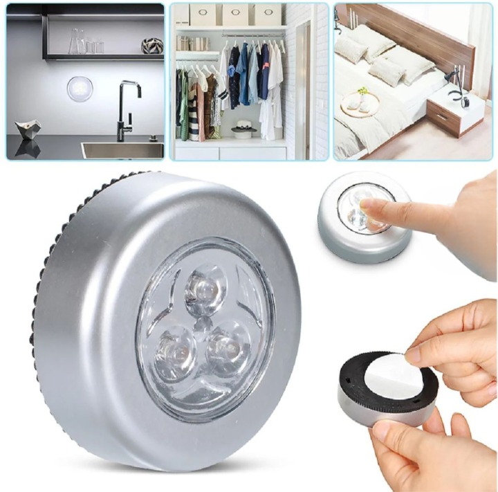 LED Tap Light, Stick on Push Button Touch Lights Battery Powered Lights for Closets, Under Cabinets, Counters, Bright Wireless Night Light Indoor Tap Touch Lamp for Kids  (1 PCs )