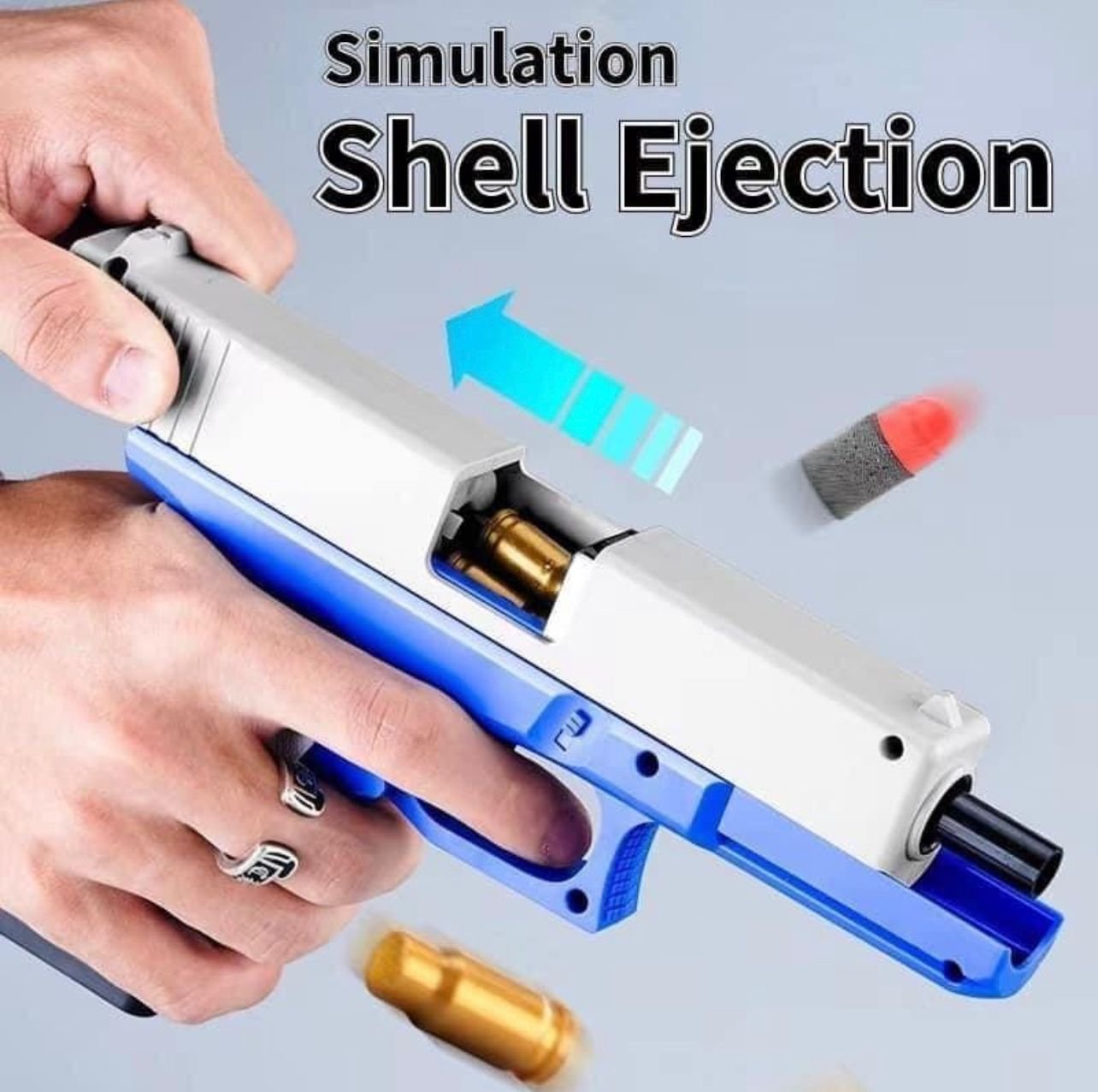 Soft Bullet Toy Gun | Shell Ejecting Pistol for kids, toddlers or adults (random color)