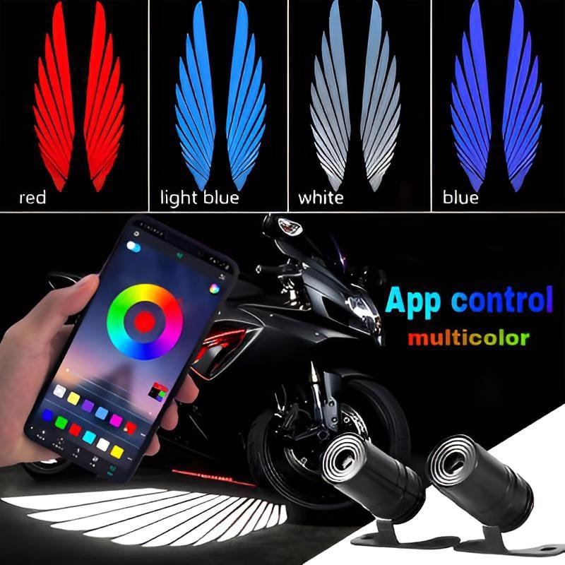 Bluetooth control angel wing light multicolor for all bikes and car uneversa