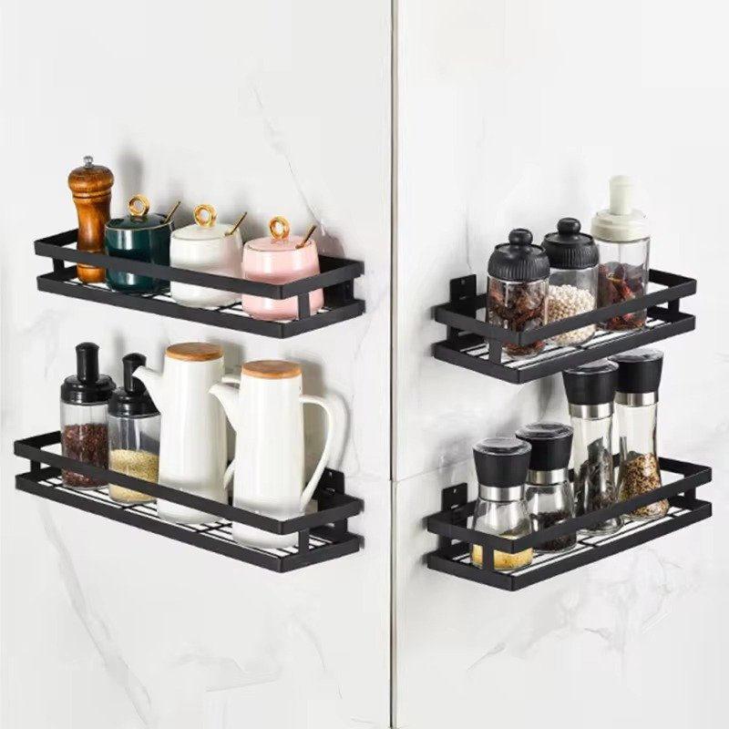 Stainless Steel  Rack Kitchen Shelf Wall Mounted Condiment Rack Kitchen Organizer Storage Shelf