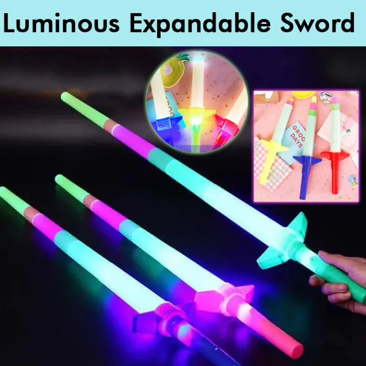 Light sword Extendable Retractable Light Up Sword Toy for Kids - 24inch (Random color)