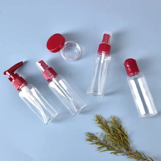 5 Pcs Multi fuctional Bottle Set | Travel Bottle Kit Transparent Liquid Empty Bottles (Random color)