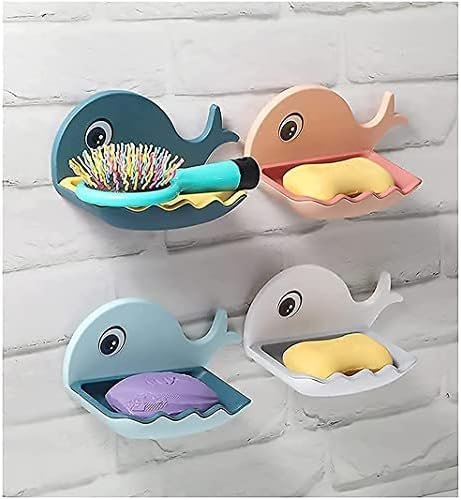 Fish-Shaped Double-Layer Adhesive Waterproof Soap Bar Holder Stand Rack For Bathroom, Shower, And Kitchen Walls (Pieces 1)( random color)