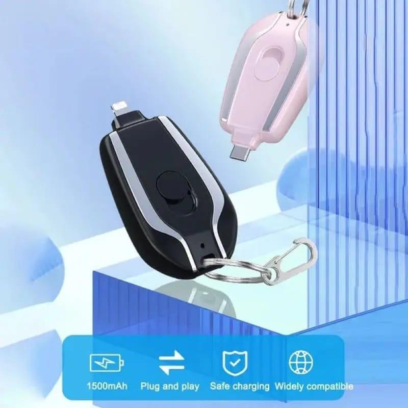 Keychain Portable Charger, Mini Power Emergency Pod Key Ring Cell Phone Charger, Ultra-Compact External Fast Charging Power Bank (Type C)