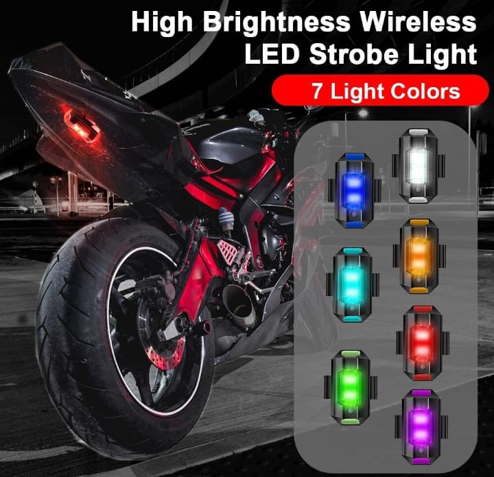 Universal Led Aircraft Strobe Lights Motorcycle Anti Collision Warning Light with USB Charging 7Colors Turn Signal Indicator
