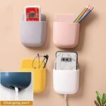 1-pcs-u-shape-wall-mounted-mobile-and-remote-holder-wall-mounted-storage-case-for-remote-toothbrush-mobile-phone-plug-holder-multifunctional-storage-holder-random-color – 1